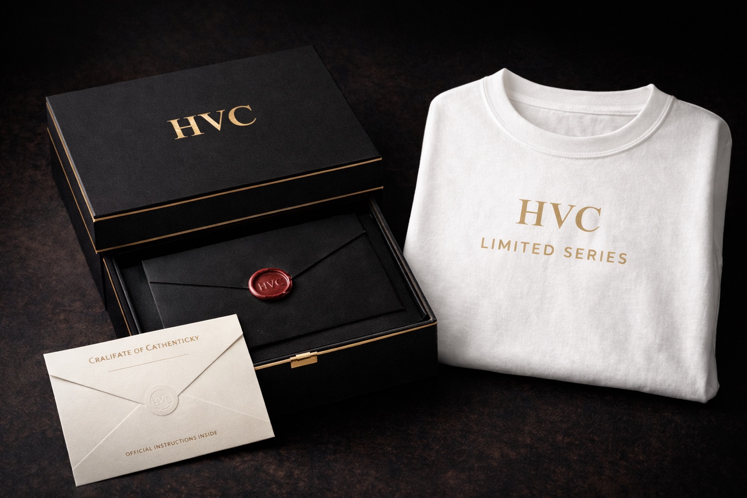 HVC set concept with a shirt, case and envelope