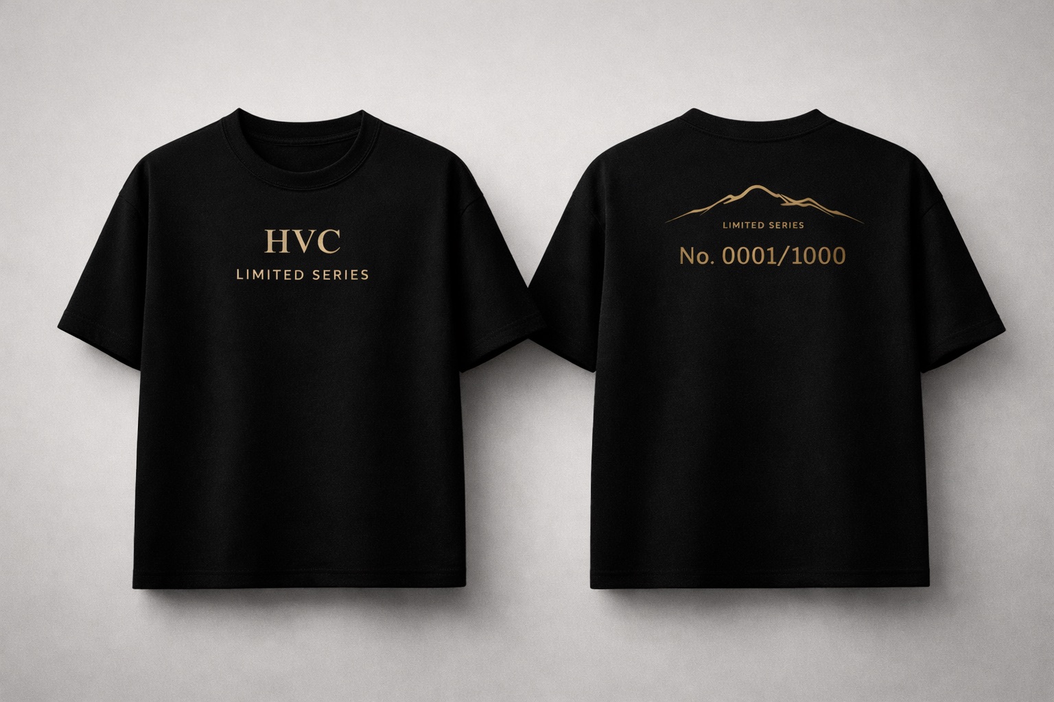 Front and back of the black HVC shirt concept